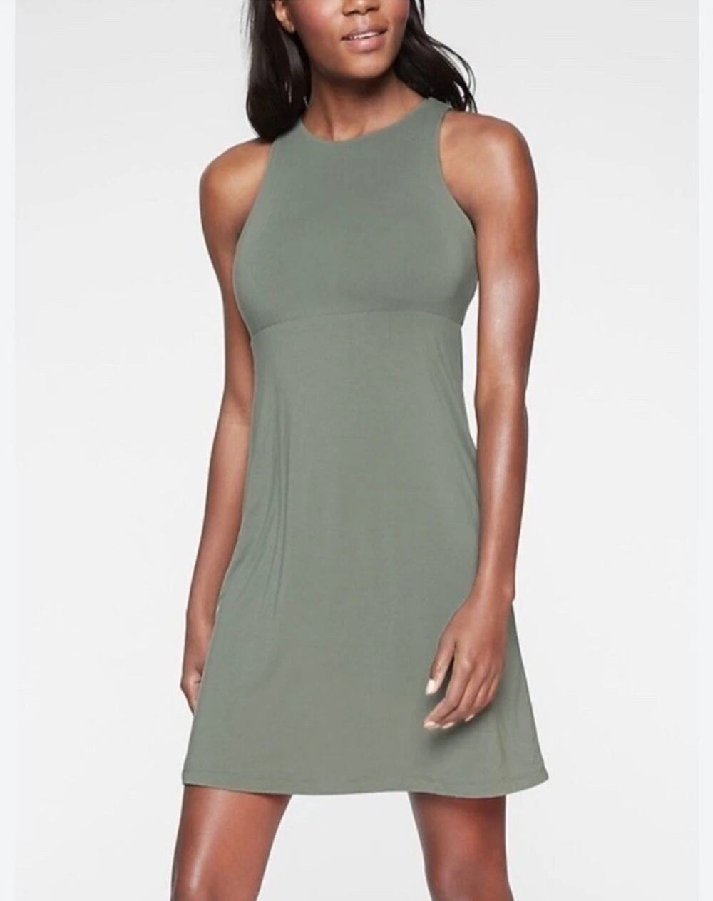 Athleta Reversible Santorini Dress Small Laurel Olive Green Sand $128